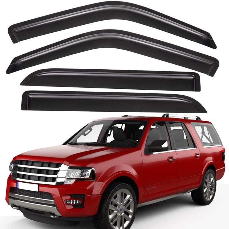 Lightronic Extra Durable Outside-Mount Auto Vent Window Visor, Fits 1997-2017 Ford Expedition, 1998-2017 Lincoln Navigator, UV Protection Rain Guard, Original Wind Deflector, No-Drill, Smoke, 4-Pcs - Image 1